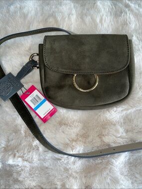 Vince Camuto Green Suede Crossbody with Gold Ring Accent